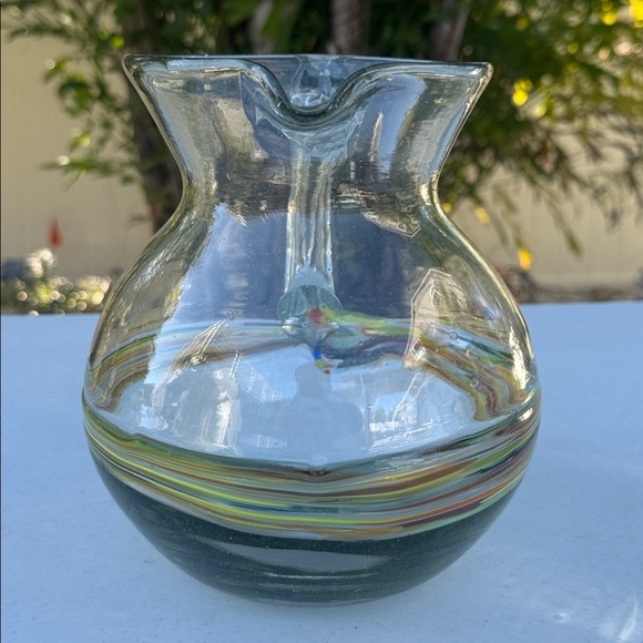 Gorgeous Hand-Blown Glass Pitcher, Made in Mexico from Recycled Glass - Picture 3 of 5